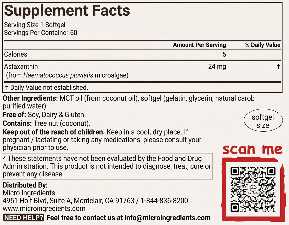 Astaxantina Microingredients 60 Capsulas