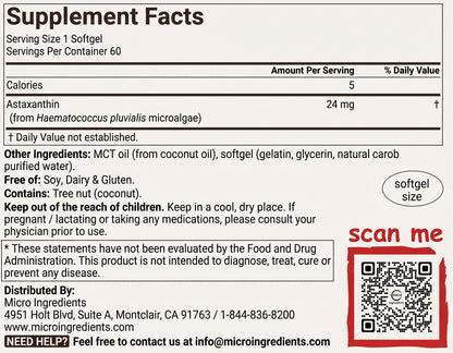 Astaxantina Microingredients 60 Capsulas